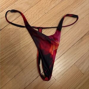 White Fox Boutique Red and Black High-Cut Swim Thong
